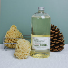 BARR-CO hand soap refill pour demonstrates easy transfer into a dispenser