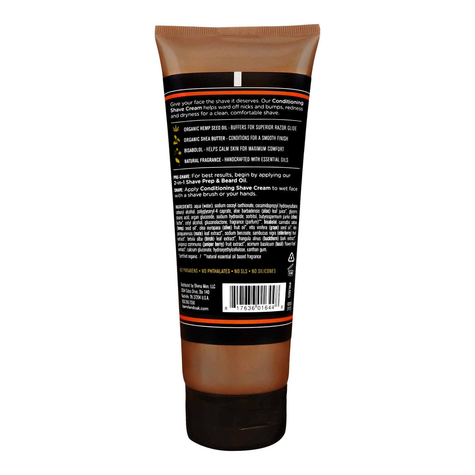 Barrel and Oak shave cream foamy lather close-up for comfortable shaving.