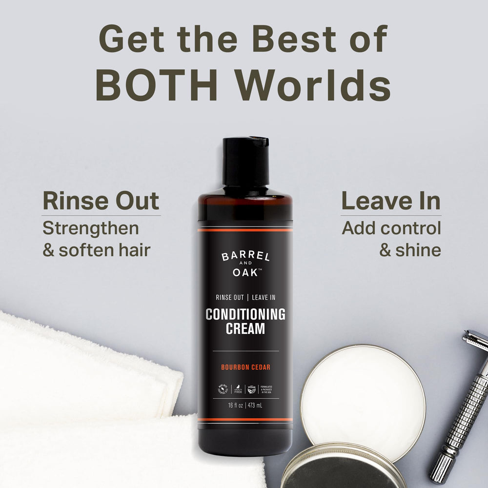 Barrel & Oak Leave-In Conditioner pump-dispense, convenient styling.