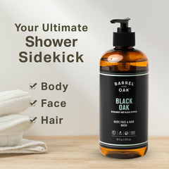 Barrel & Oak all-in-one wash lather foam for comprehensive cleansing.