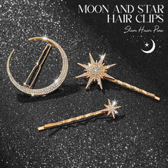BARTOSI Moon Star hair clip in silver close-up highlights versatile sparkle for day-to-night looks.