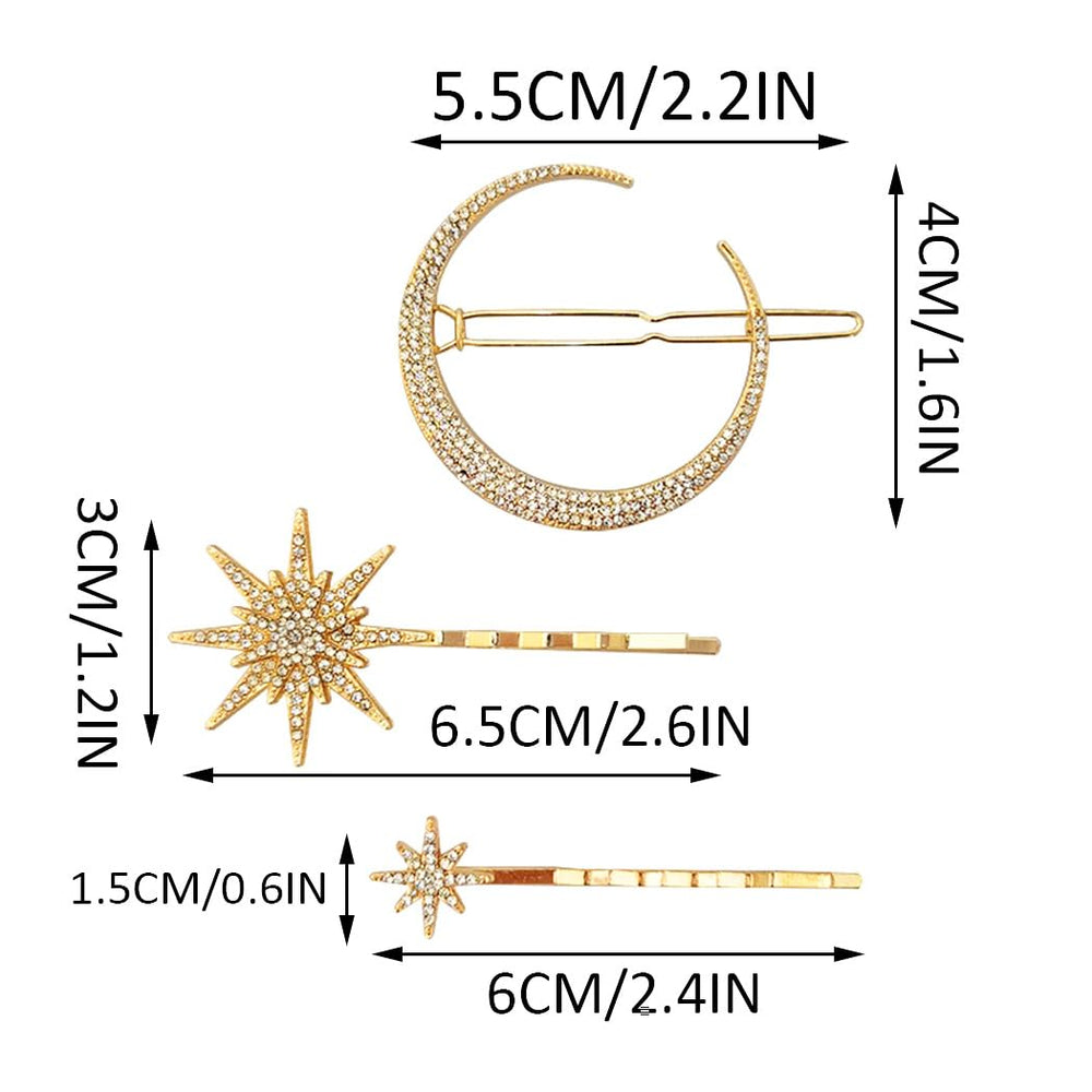 BARTOSI Moon Star hair clip worn in a ponytail holds hair securely and stylishly.