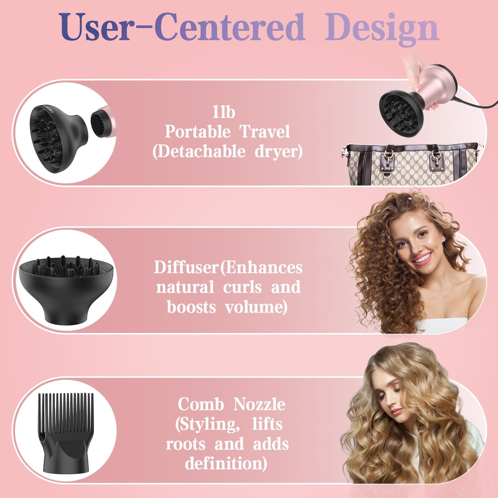 Bartrimber curly hair definition and drying with adjustable heat.