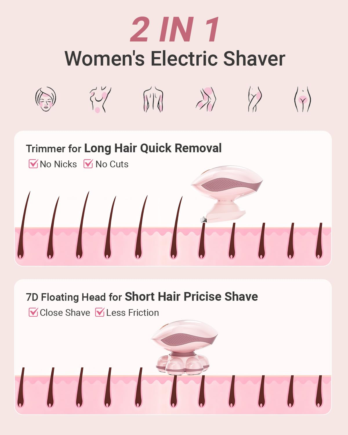 Bartrimber electric razor IPX6 waterproof design ideal for shower use
