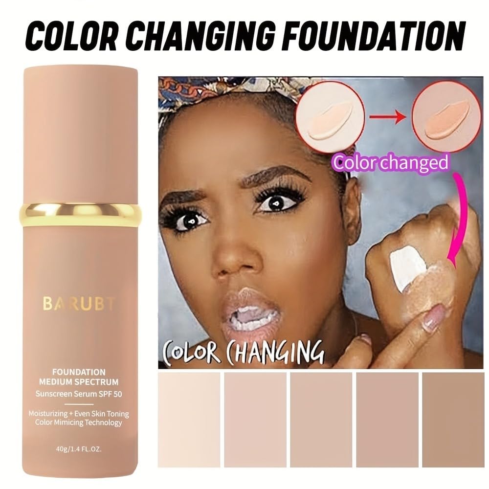 BARUBT color-changing foundation adapting shade on skin during blending