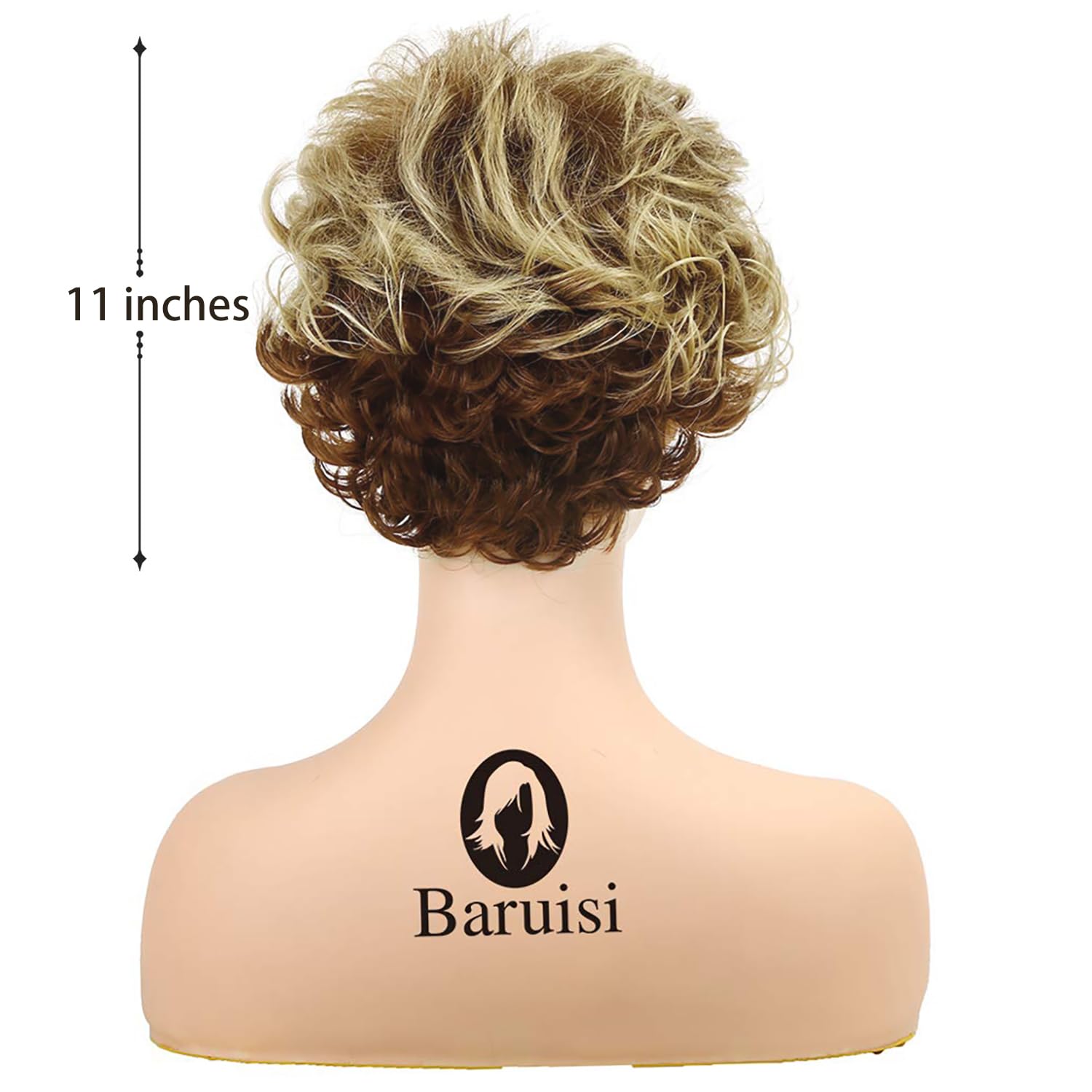 Baruisi 11-inch brown-mixed-blonde wig fiber for comfortable daily wear