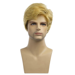 Baruisi men's wig close-up shows heat-resistant synthetic fiber and natural look.