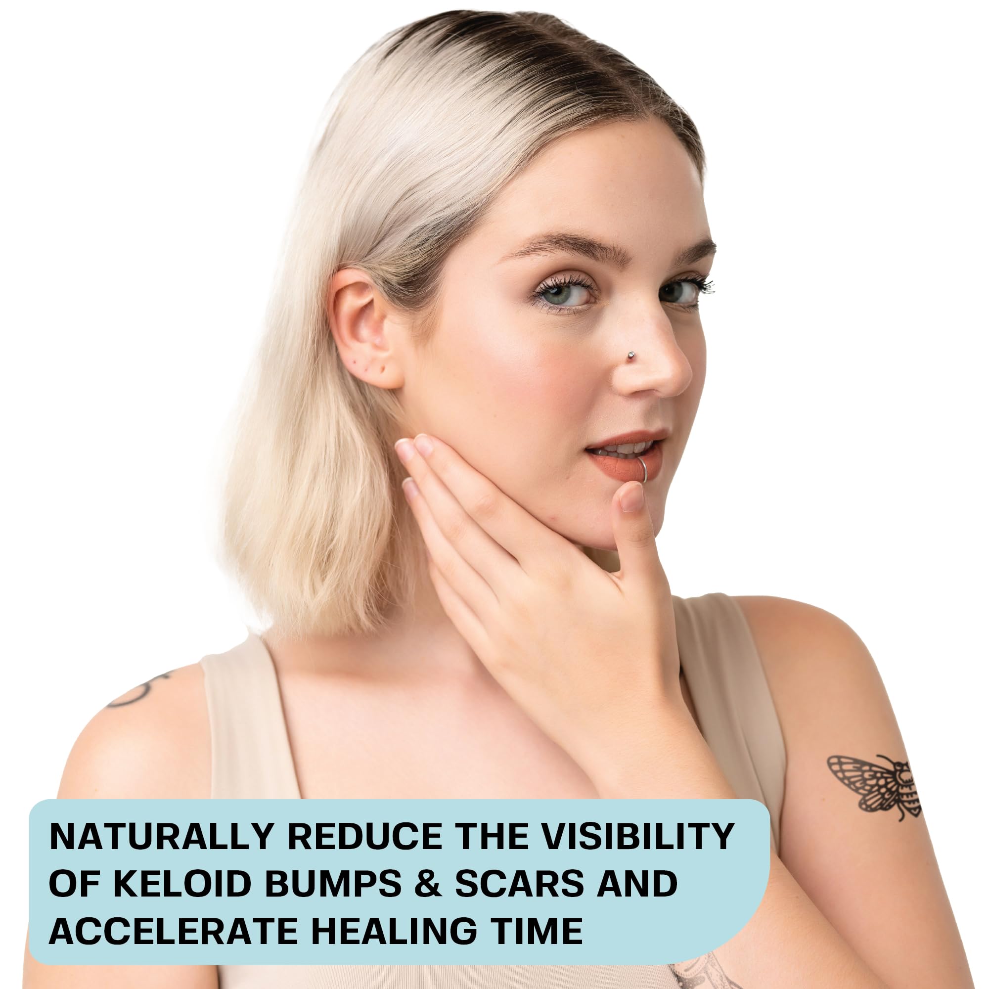 BASE LABORATORIES Keloid Bump Removal Gel application swatch highlights precise gentle application.