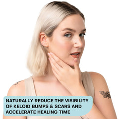 BASE LABORATORIES Keloid Bump Removal Gel application swatch highlights precise gentle application.