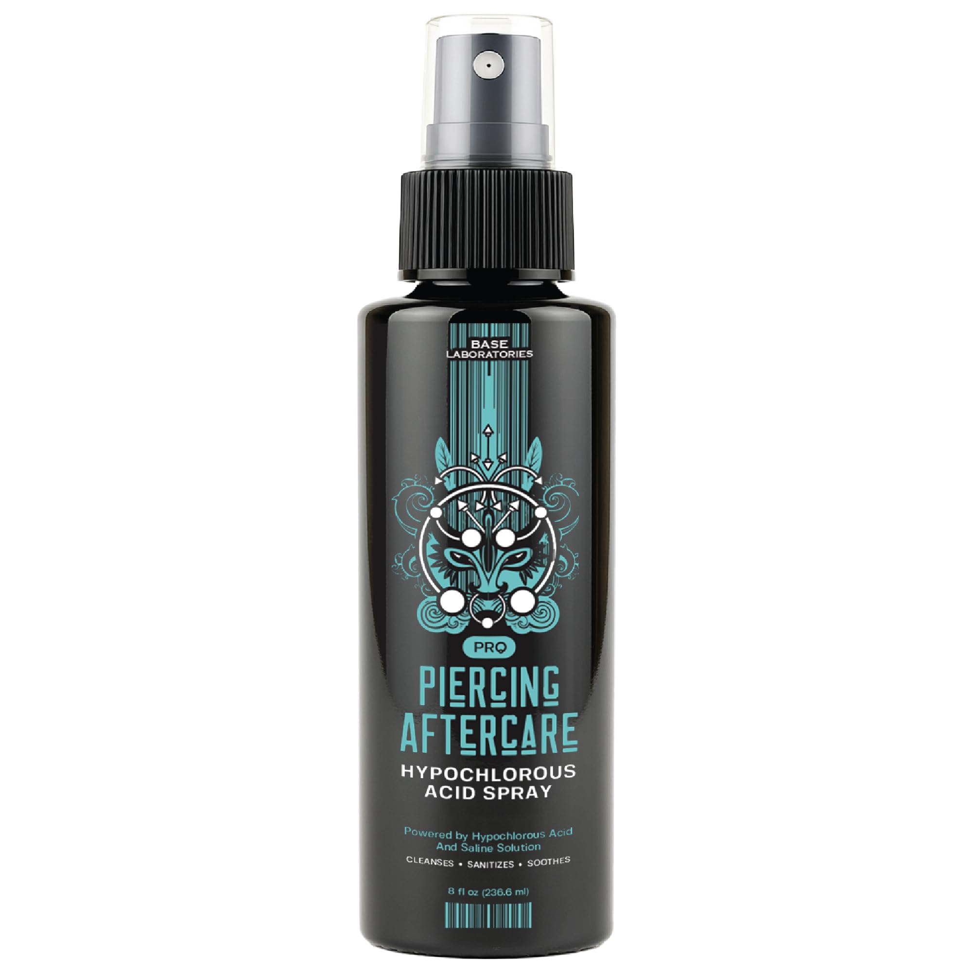 BASE LABORATORIES piercing-aftercare-spray-bottle supports clean, comfortable piercing care.