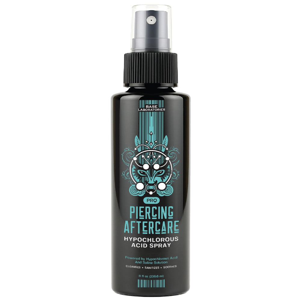 BASE LABORATORIES piercing-aftercare-spray-bottle supports clean, comfortable piercing care.