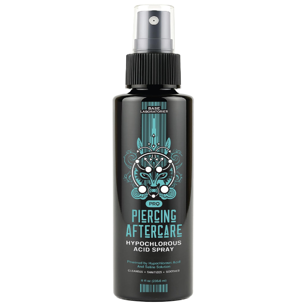 BASE LABORATORIES piercing-aftercare-spray-bottle supports clean, comfortable piercing care.