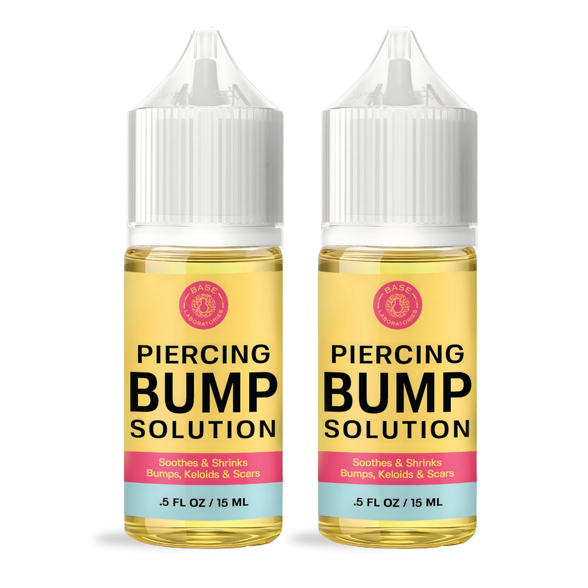 BASE LABORATORIES piercing bump removal bottle for at-home keloid care and soothing relief.