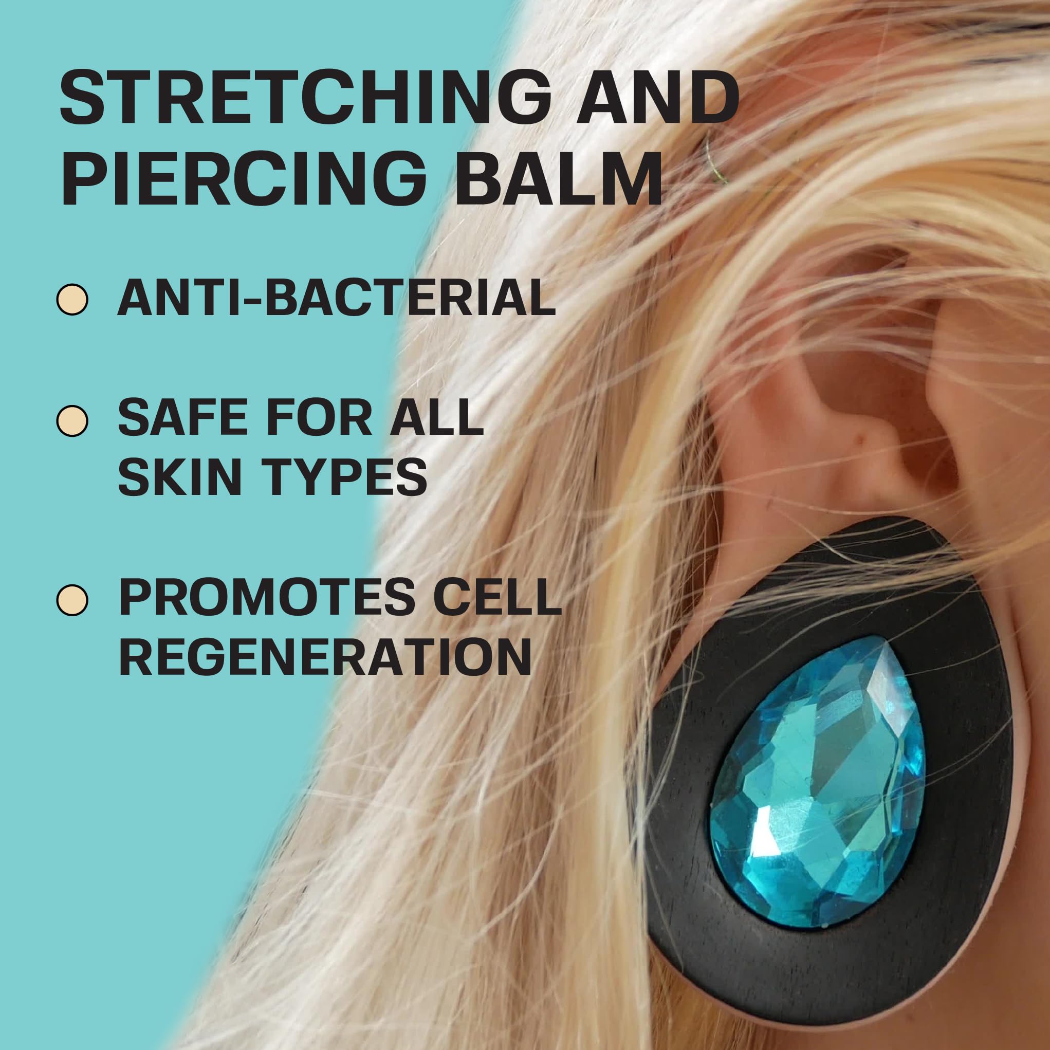 BASE LABORATORIES Stretched-ear skin closeup illustrating barrier protection and hydration.