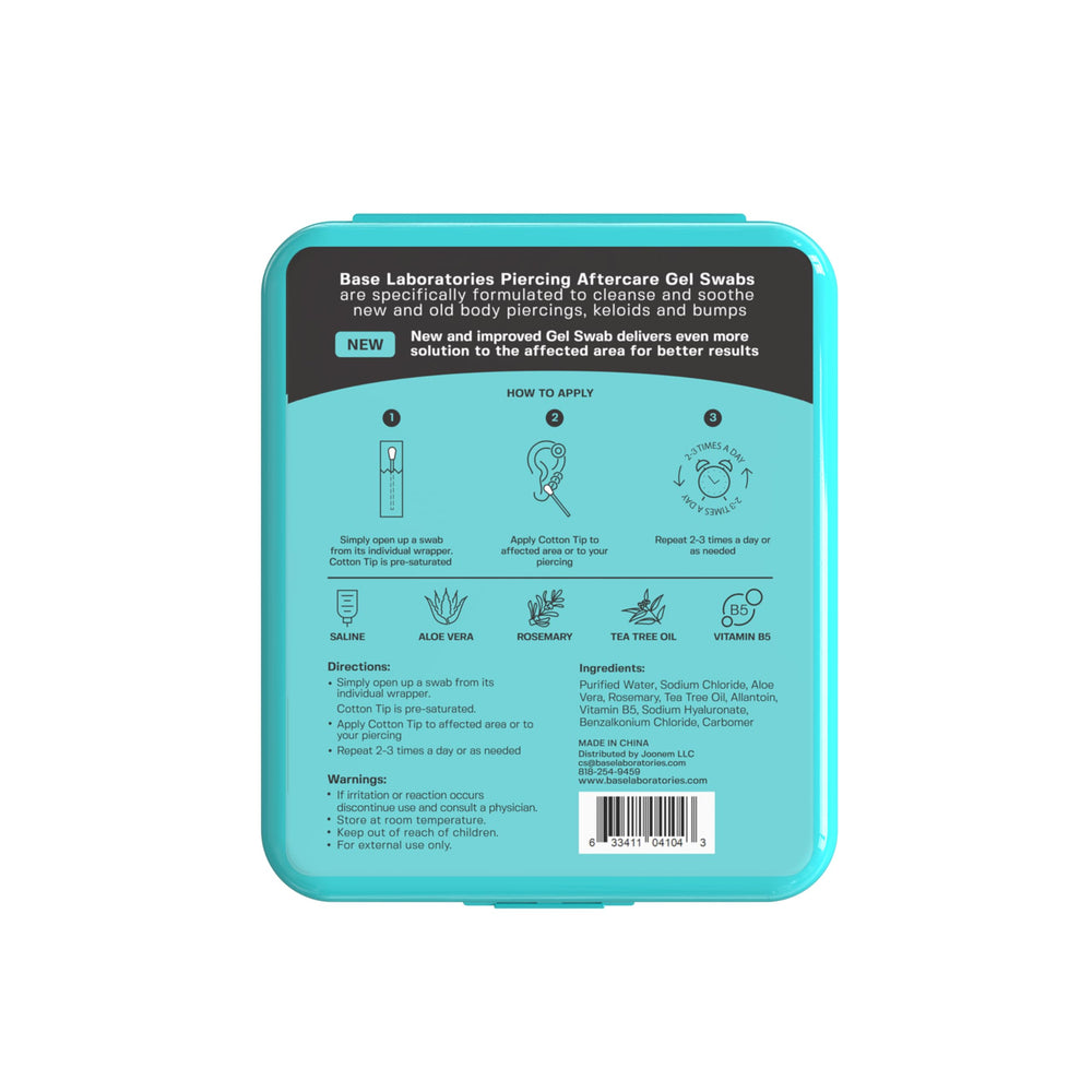 Base Labs cleansing swabs for dried discharge around piercings