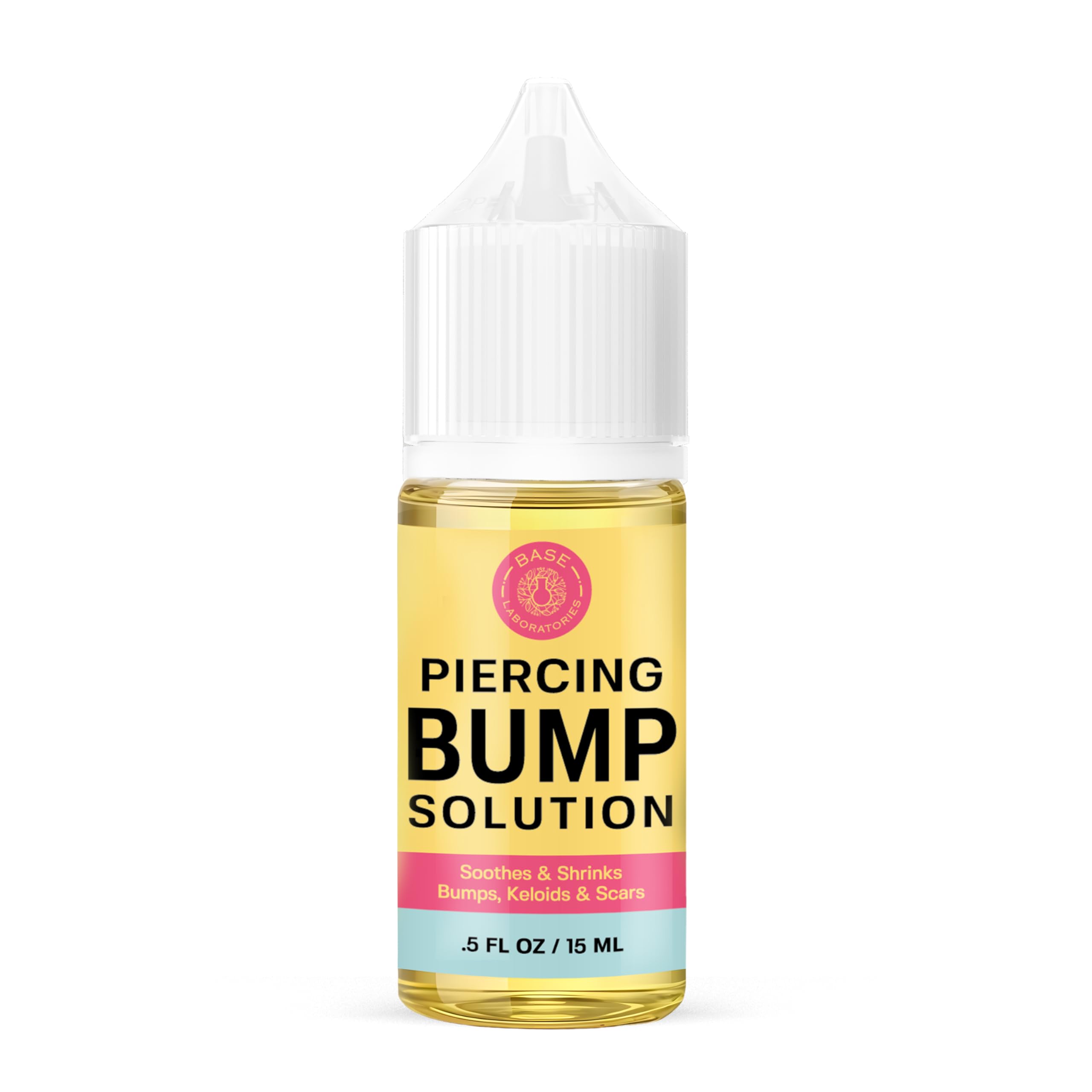 BASE LABORATORIES piercing bump solution bottle front view for soothing aftercare.
