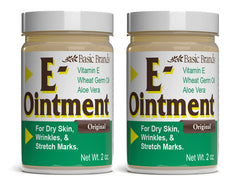 Basic Organics Vitamin E Ointment tube; moisture and scar appearance support.
