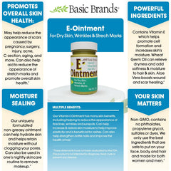 Basic Organics Vitamin E Ointment with wheat germ oil provides nutrient-rich skin care.