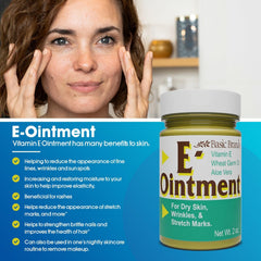 Basic Organics Vitamin E Ointment moisturizes dry skin for softer texture.