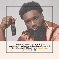 BASK & LATHER beard growth oil being massaged into the beard.