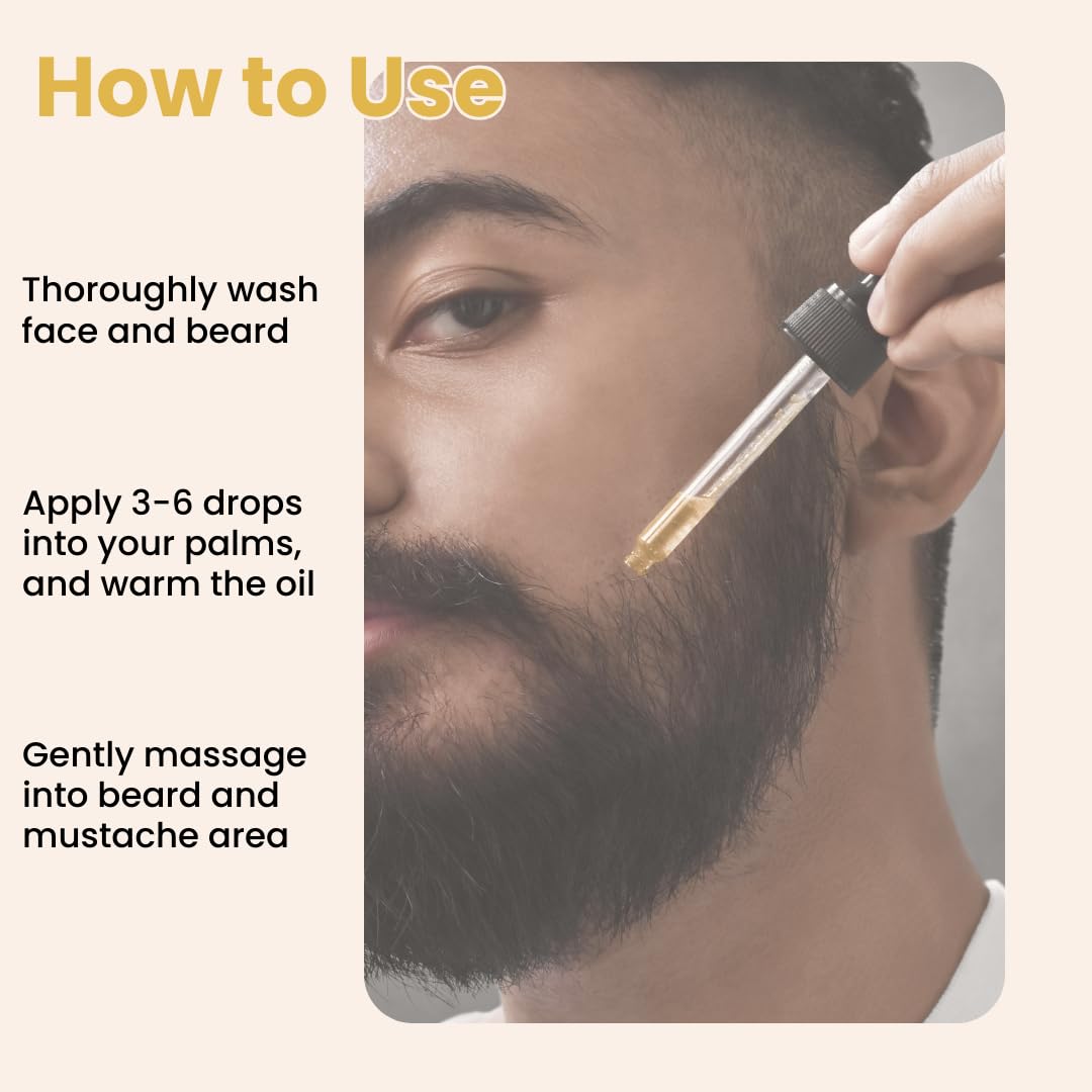 Bask & Lather Beard Magic Growth Oil massaged into facial hair for root-level care