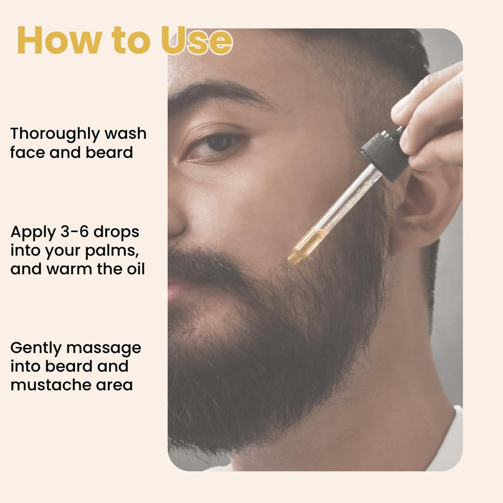 Bask & Lather Beard Magic Growth Oil massaged into facial hair for root-level care