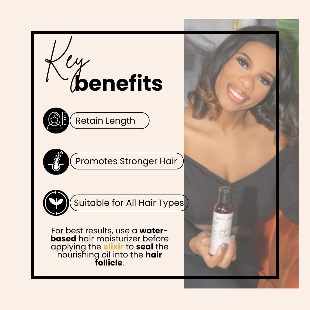 BASK & LATHER Elixir applied to damp hair for detangling and frizz control.