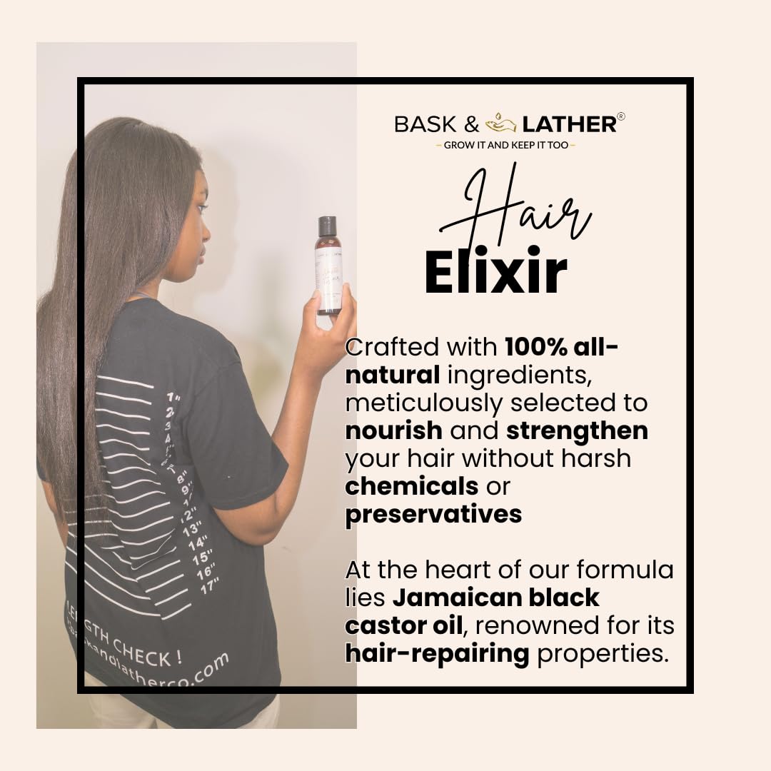 BASK & LATHER Elixir dropper dispense for even scalp application.