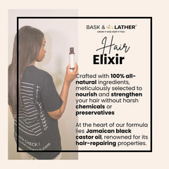 BASK & LATHER Elixir dropper dispense for even scalp application.