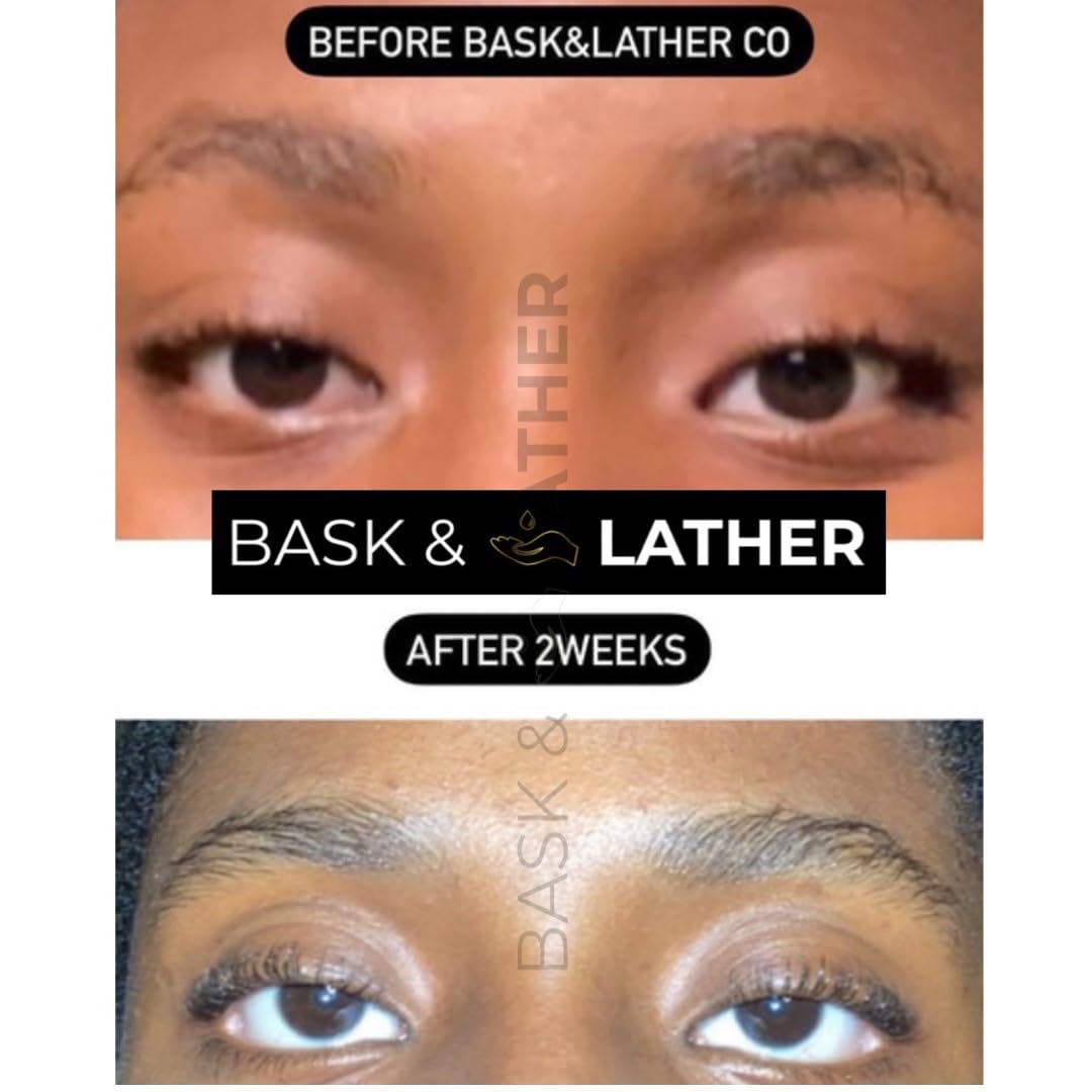 Bask & Lather lash serum applicator brush enables precise nightly application for lashes and brows.