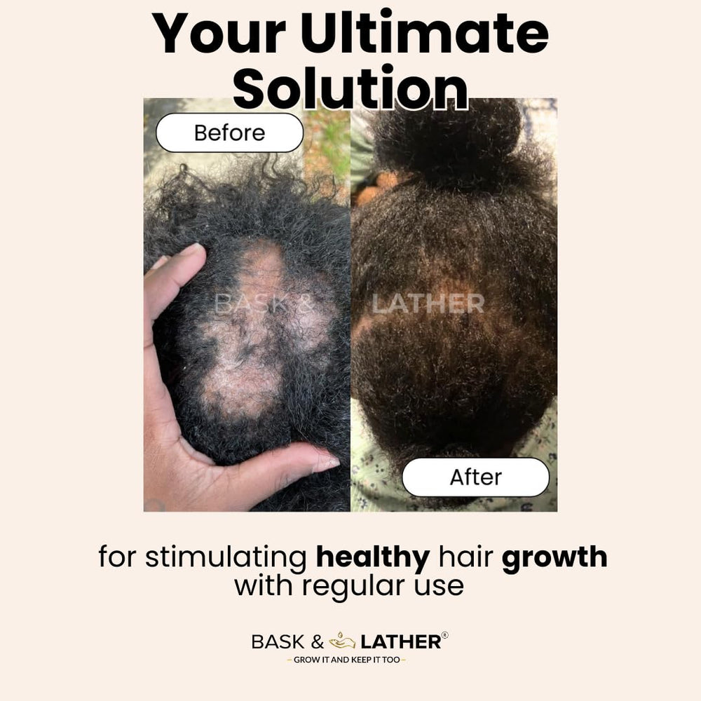 Bask & Lather leave-in oil on hair demonstrates versatile use for all hair types