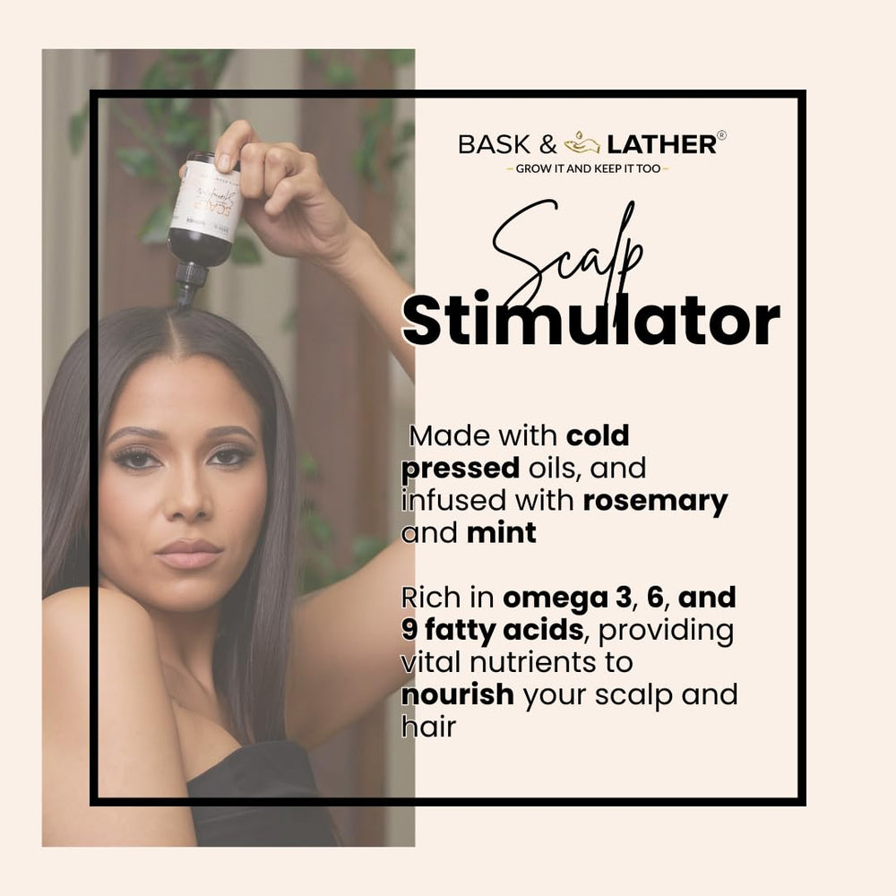 Bask and Lather oil ingredients spotlight mint and rosemary for natural nourishment.