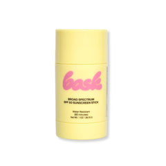 Bask SPF 50 stick front view showing fragrance-free sun protection for all-day outdoor activities.