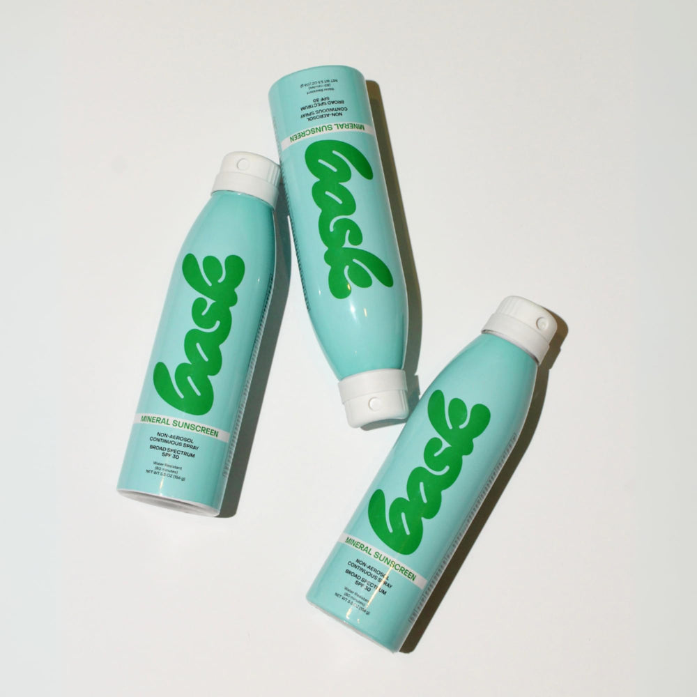 Bask Suncare dermatologist-recommended sunscreen spray supports easy reapplication.