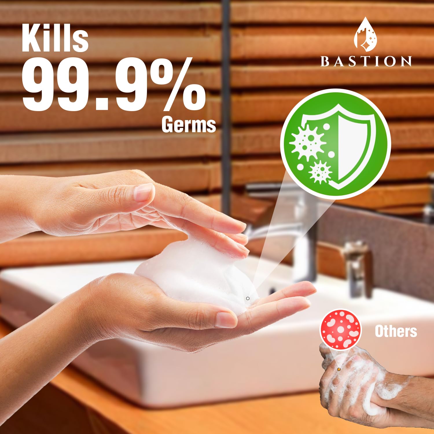 Eco-friendly bulk packaging visual for Bastion soap refills.