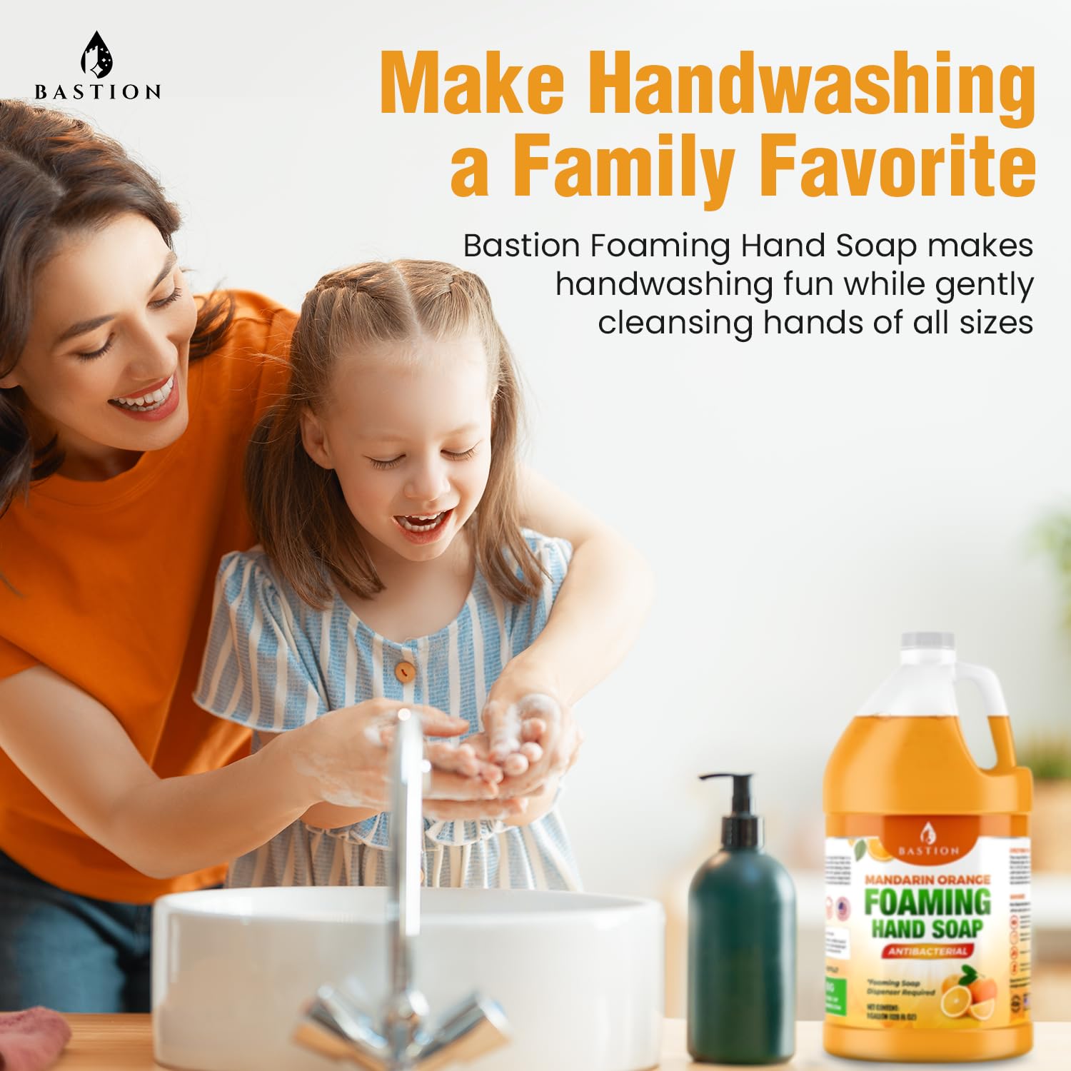 Thick, luxurious foam from Bastion foaming hand soap creates rich lather.