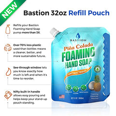 Bastion foaming hand soap dispenser refill visual—easy pour and antibacterial lather