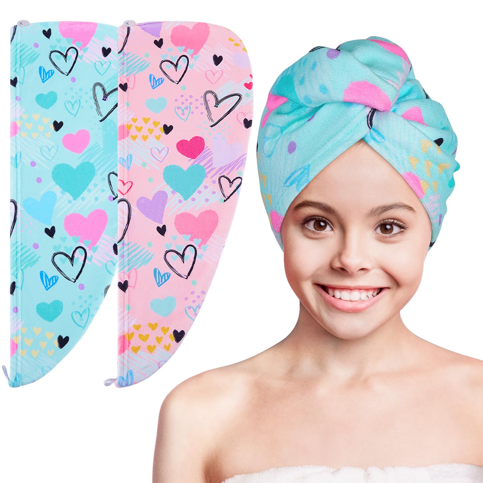 Basumee kids unicorn-pattern towel wrap in blue, quick-drying for bath time