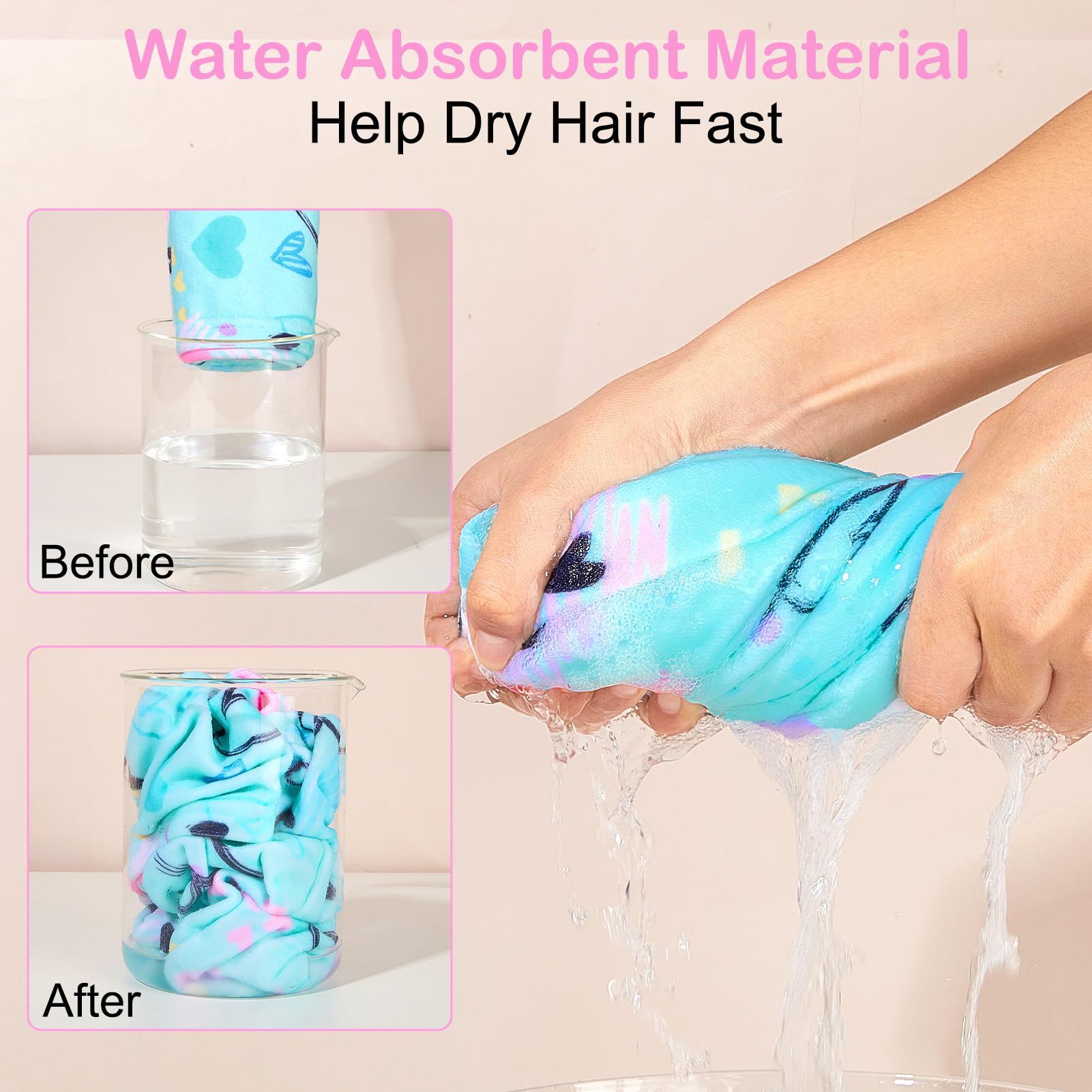 Basumee blue hair turbans with button, secure fit during routines
