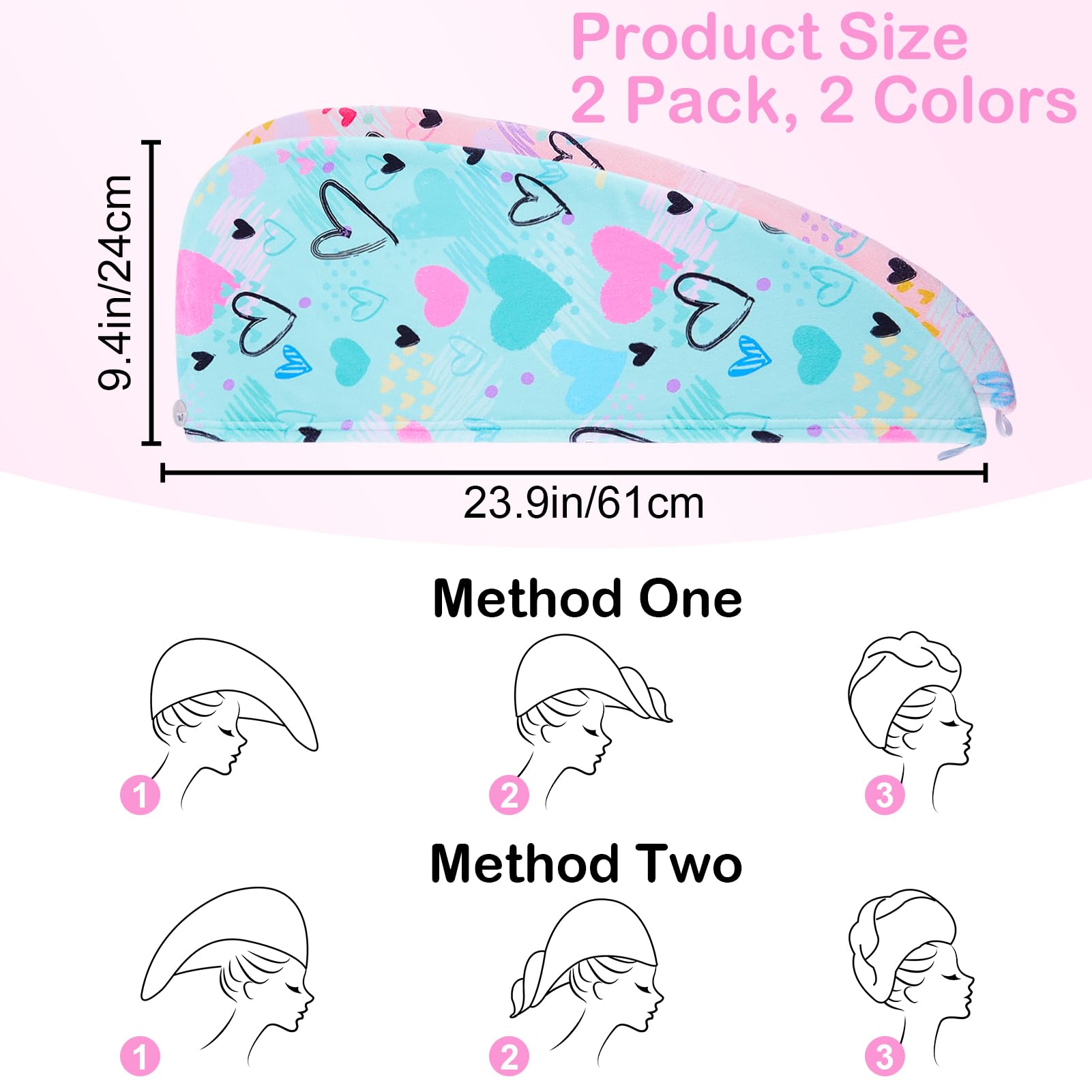 Basumee microfiber towel wrap on head in blue, absorbs moisture quickly
