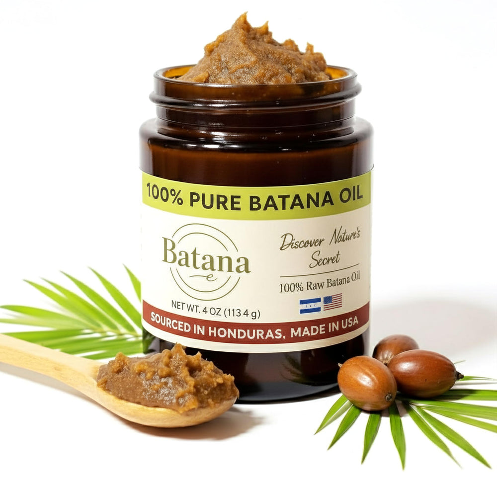 BatanaCo oil bottle ready for scalp application and hair nourishment