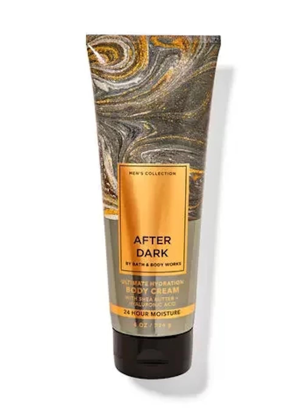 Bath & Body Works After Dark bottle with hyaluronic acid for men, lasting moisture.