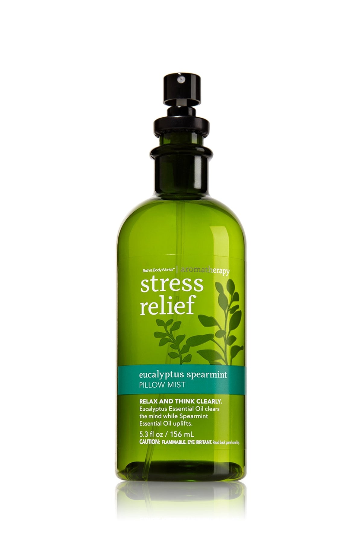 Bath & Body Works Aromatherapy Pillow Mist Eucalyptus Spearmint bottle refreshing linens for relaxation.