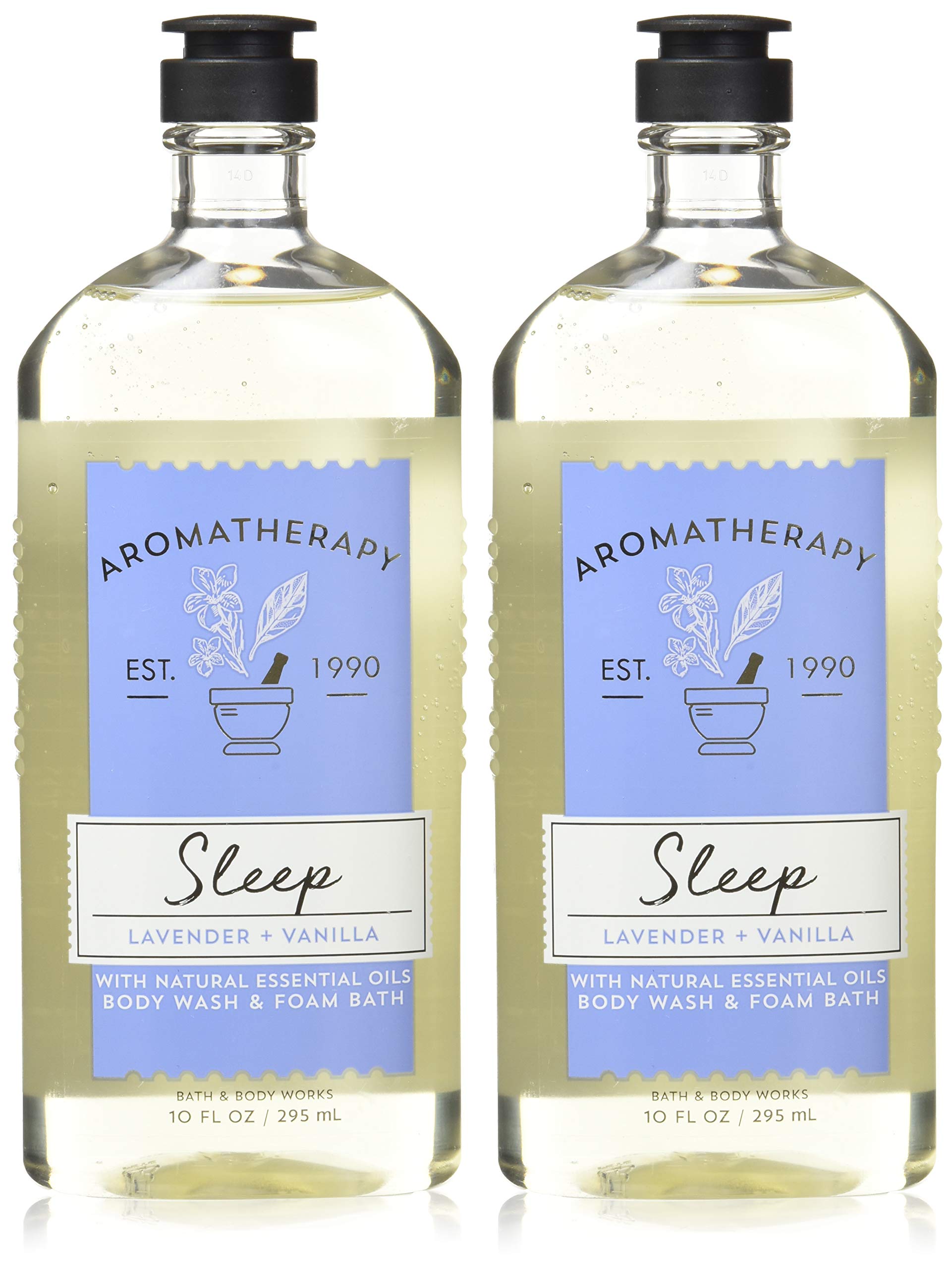 Bath & Body Works Aromatherapy Sleep Lavender Vanilla bottle with rich foam for calm nighttime routine.