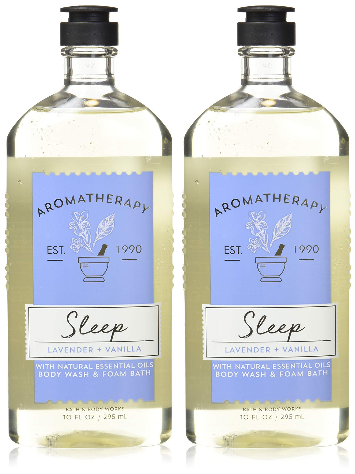 Bath & Body Works Aromatherapy Sleep Lavender Vanilla bottle with rich foam for calm nighttime routine.