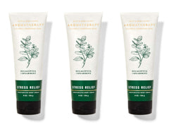 Bath & Body Works Aromatherapy Stress Relief body cream tube, eucalyptus spearmint, supports relaxed mind and moisturized skin.