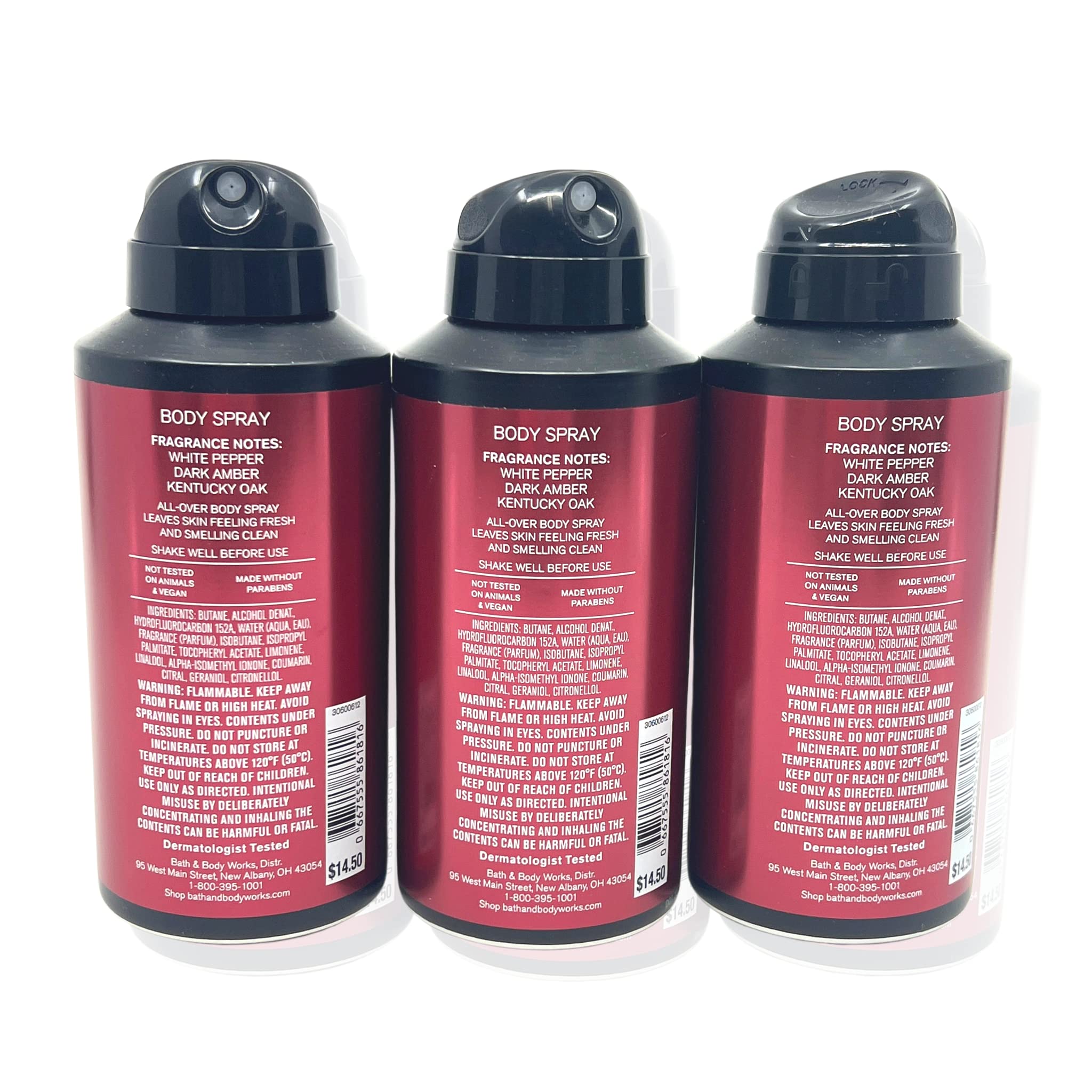 Bath & Body Works Bourbon body spray bottle closeup highlighting bold notes for everyday confidence.