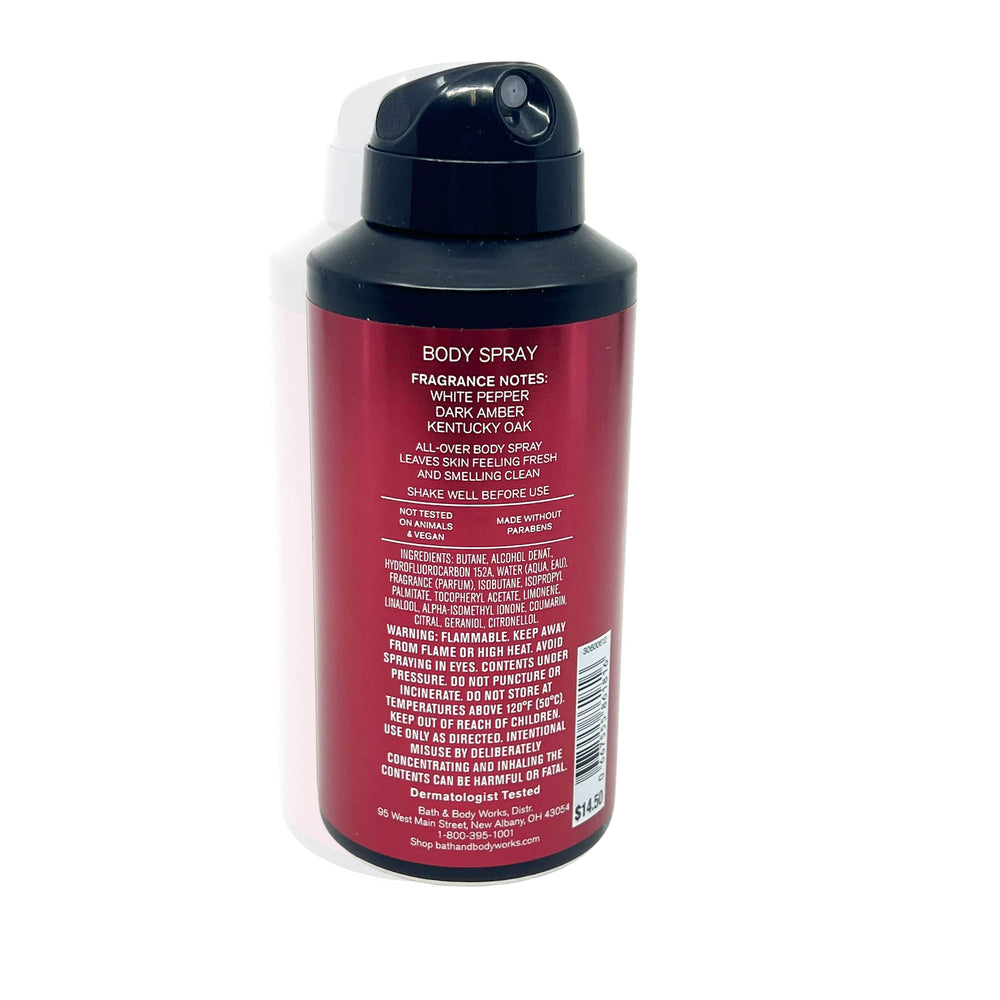 Bath & Body Works Bourbon body spray men's collection packaging; travel-friendly gift-ready.