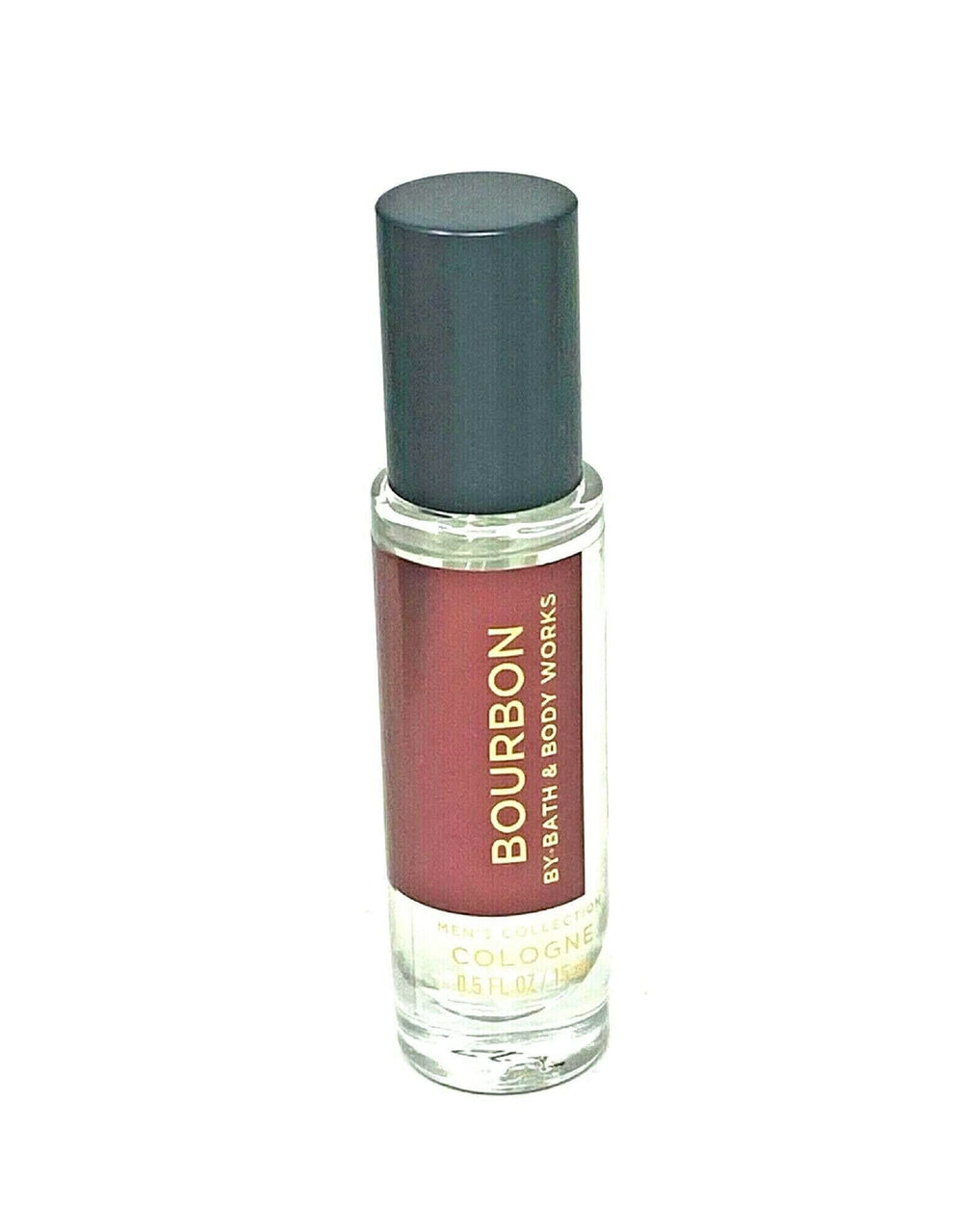 Bath and Body Works Bourbon Men's Mini Cologne bottle with warm amber and oak notes for daily refreshment.