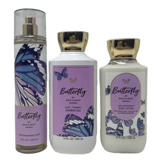 Bath & Body Works Butterfly trio—shower gel, mist, lotion—for uplifting spring freshness.